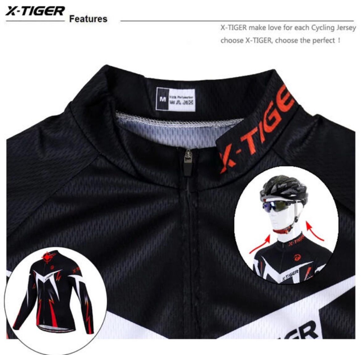 X-TIGER サイクリングジャージ パッド入りパンツ バイク服セット 冬
