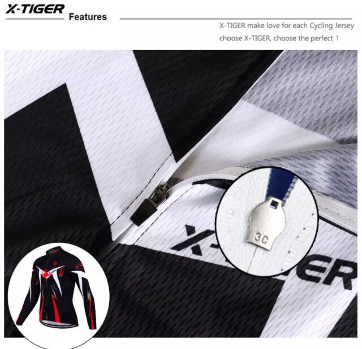 X-TIGER サイクリングジャージ パッド入りパンツ バイク服セット 冬