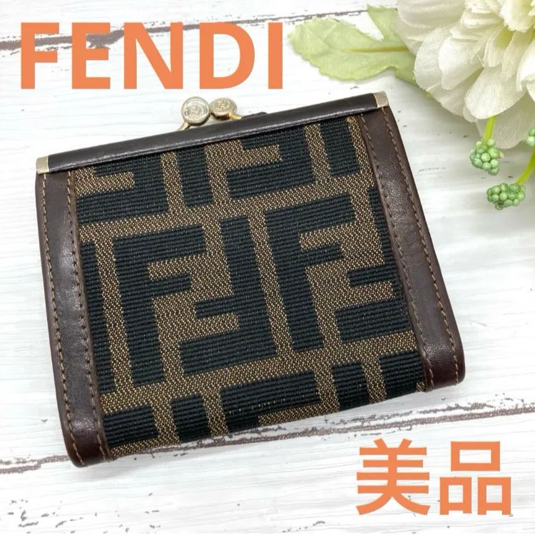FENDI フェンディズッカ柄 キャンバス×レザー コインケース小銭入れ