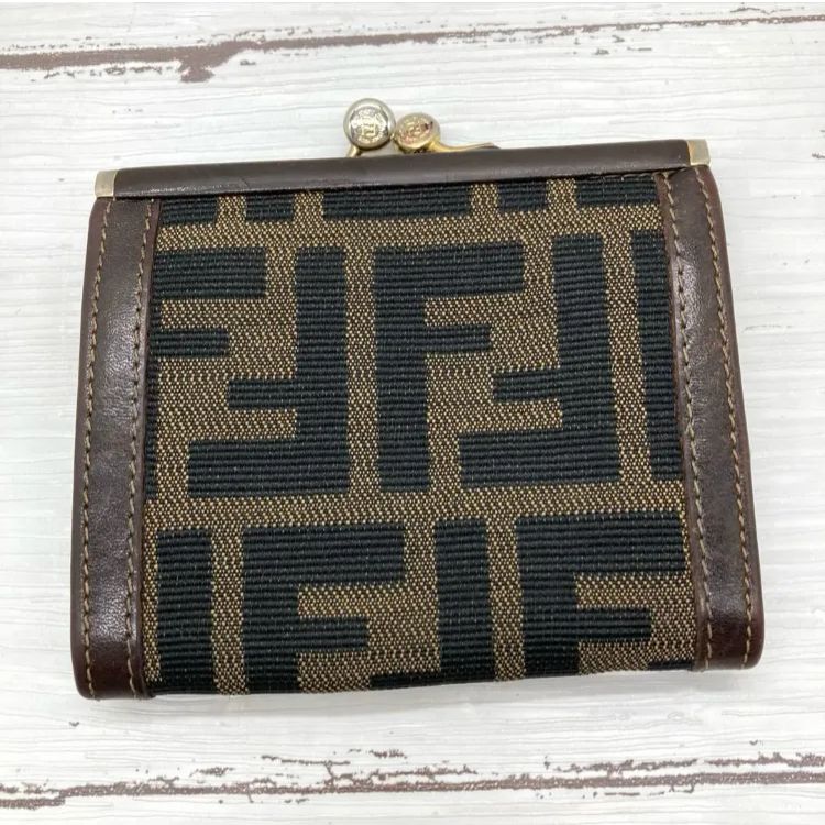 FENDI フェンディズッカ柄 キャンバス×レザー コインケース小銭入れ