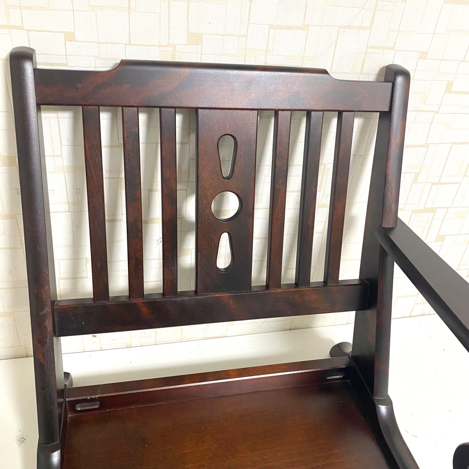 北海道民芸家具 木製座椅子 座いす イス 2脚セット 片肘 肘置き レトロ アンティーク ヴィンテージ