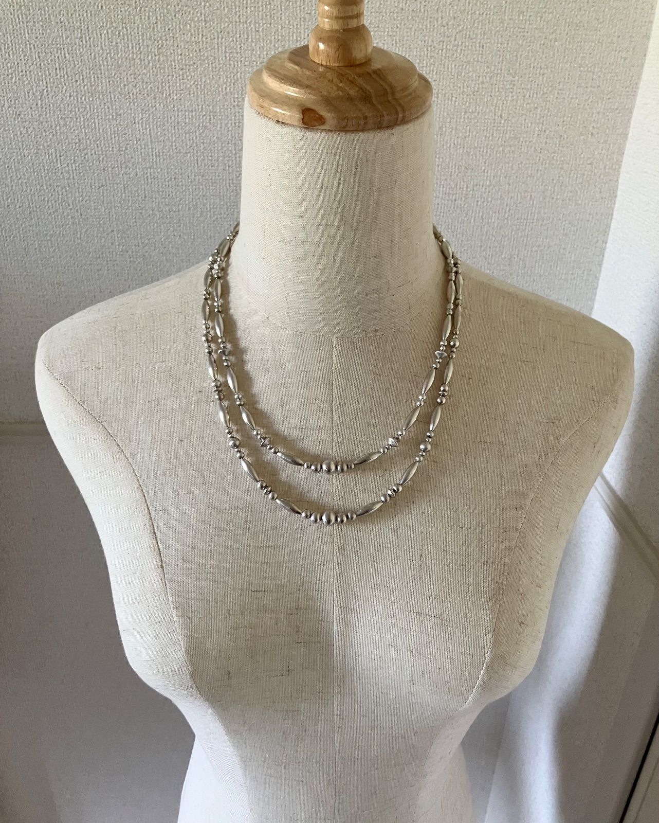  silver 925ビーズづくしフロストヴィンテージ加工 ネックレス57.3 cm ネックレス アクセサリー