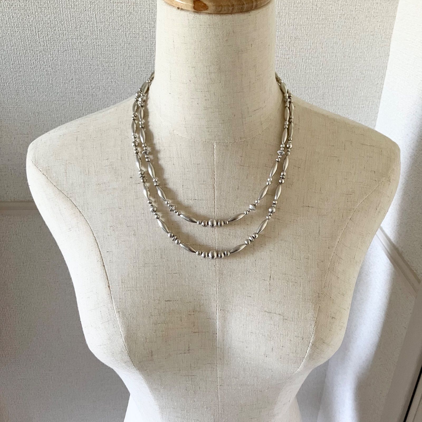 925ビーズづくしフロストヴィンテージ加工 ネックレス57.3