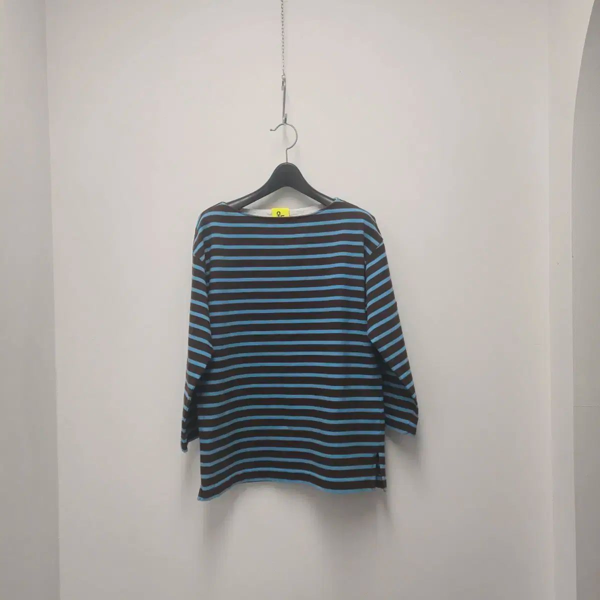 00 ラッキーシュエトゥ 21ss ストライプ ボートネック 7分袖 Tシャツ