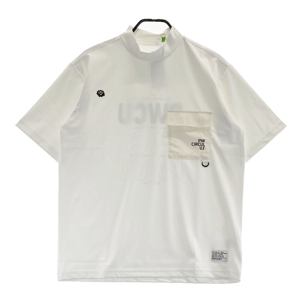 サイズ L PW CIRCULUS ピーダブリュサーキュラス ハイネック 半袖Tシャツ 胸ポケット ホワイト系 240101544074 ゴルフウェア メンズ ストスト