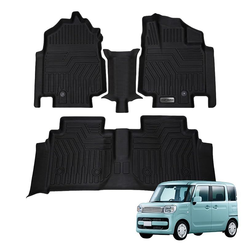 自動車整備士監修 クラフトワークス スペーシア ギア カスタム フロアマット 車 防水 丸洗い ピッタリフィット 3 D マット 車種 1 2列目 内装 CRAFT WORKS MK 53 S MM 0
