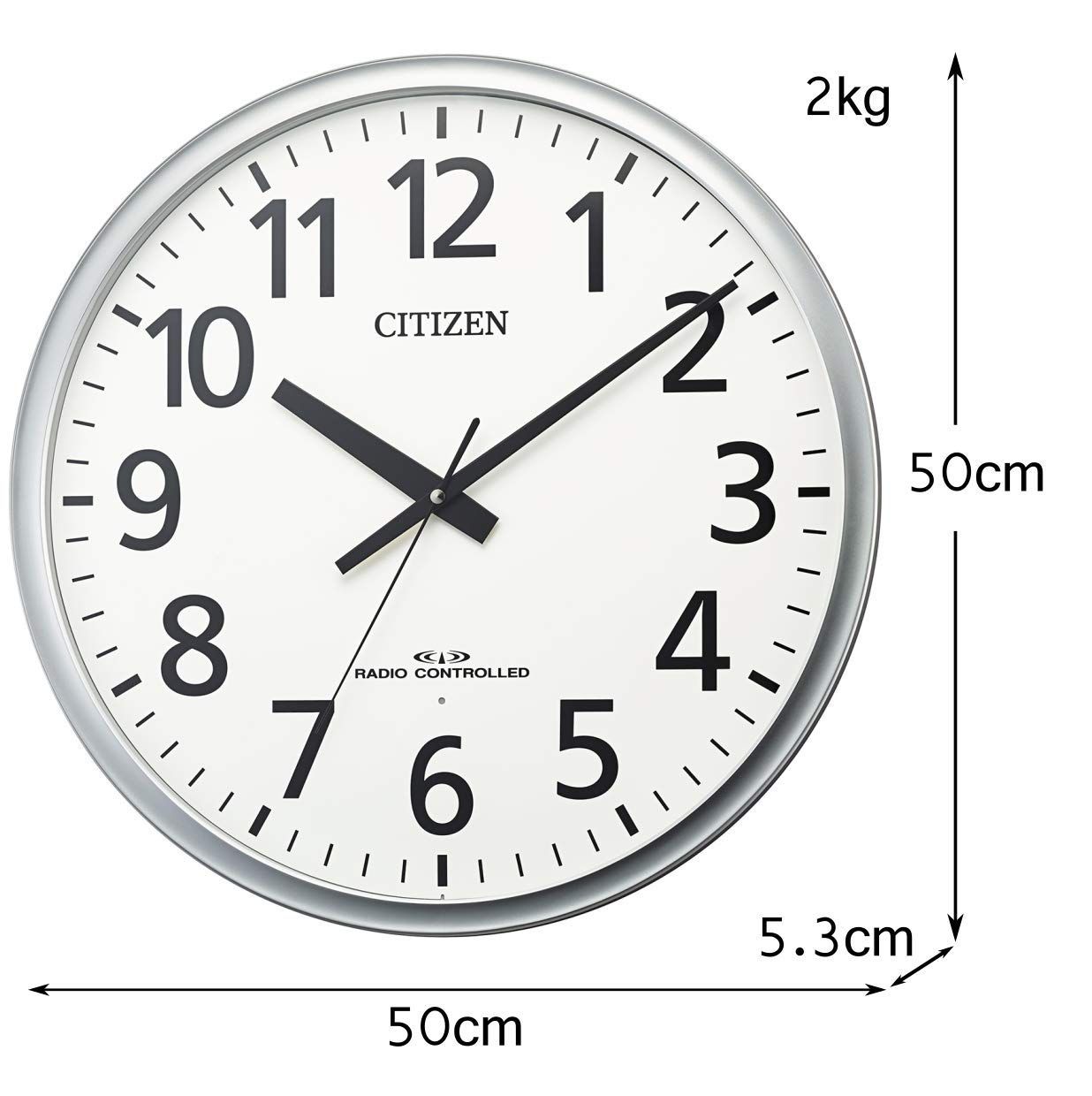 リズム RHYTHM 掛け時計 電波時計 オフィス 大型 屋内用 静音 連続秒針 シルバー Φ50x5.3cm 工場 事務所 シチズン CITIZEN 8MY547-019 NEXPOTALLINN_EU