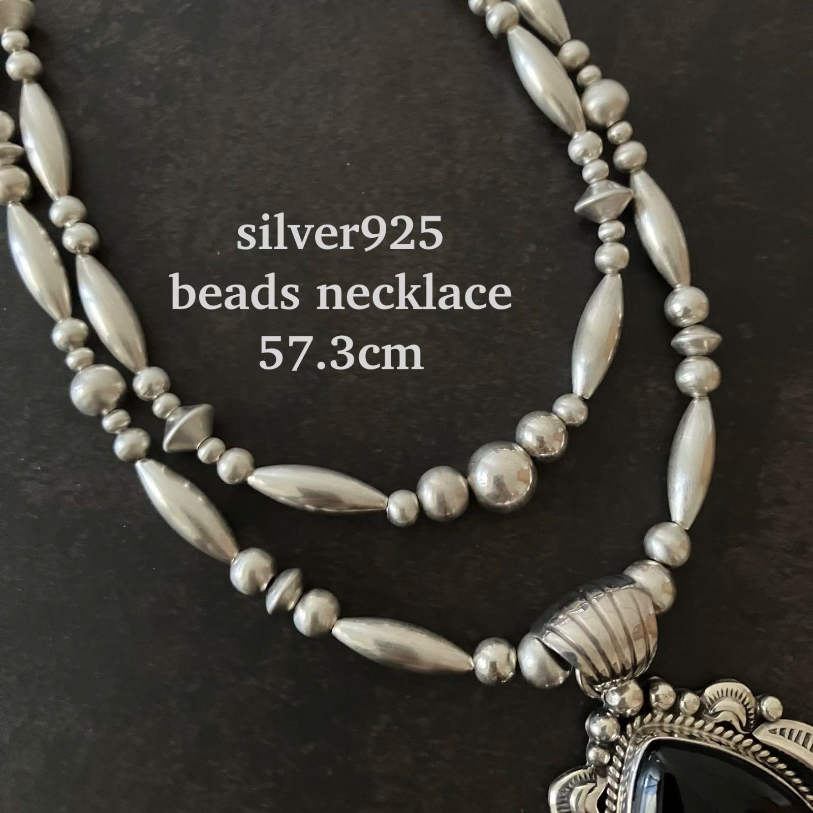 silver925ビーズづくしフロストヴィンテージ加工 ネックレス57.3cm