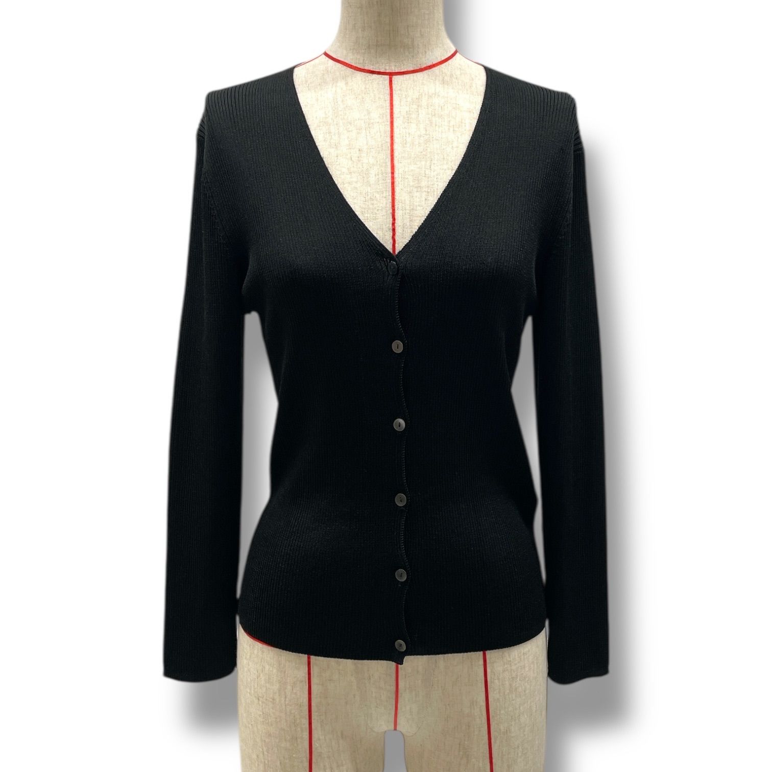 ANAYI アナイ アセテートポリエステル Vネックカーディガン