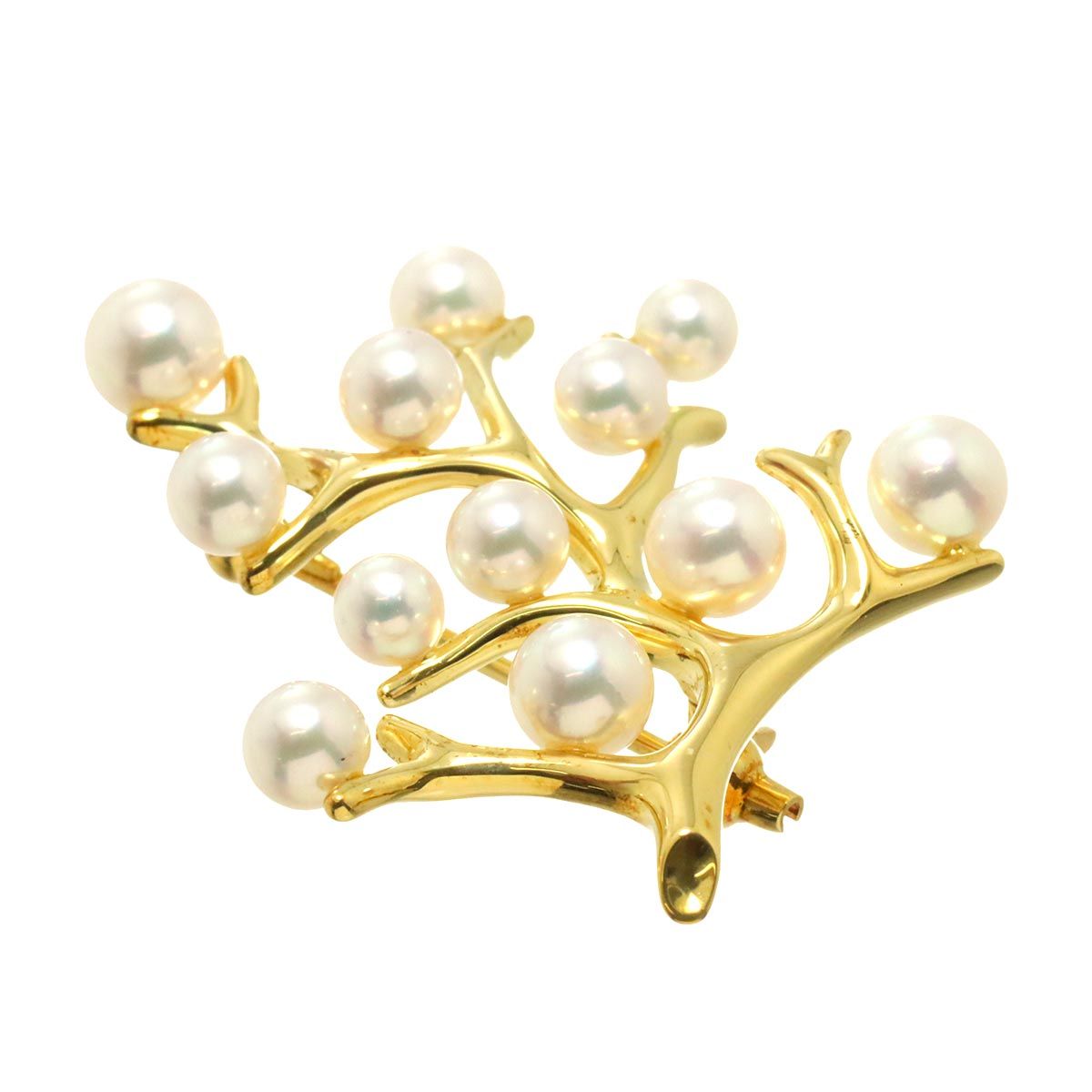ミキモト MIKIMOTO アコヤ真珠 4.9-3.8mm ブローチ K18 YG イエローゴールド 750 パール Brooch 90297276
