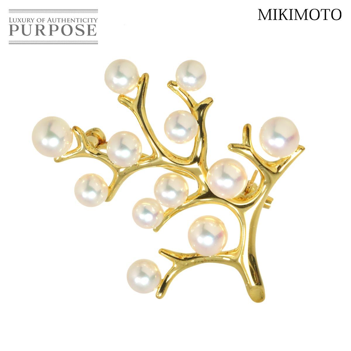 ミキモト MIKIMOTO アコヤ真珠 4.9-3.8mm ブローチ K18 YG イエローゴールド 750 パール Brooch 90297276