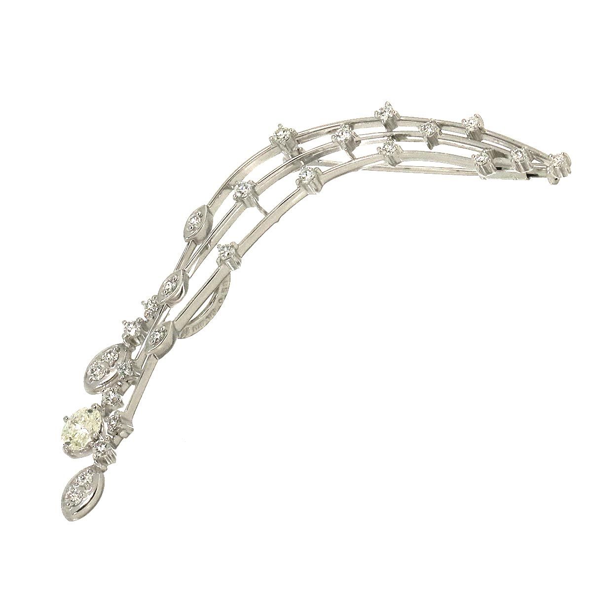 タサキ TASAKI ダイヤ 0.58ct 0.354ct ブローチ K18 WG ホワイトゴールド 750 田崎真珠 Diamond Brooch 90297854