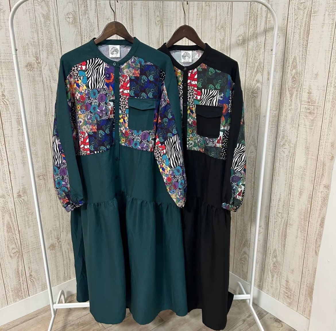 ScoLar 柄切替前開きワンピース