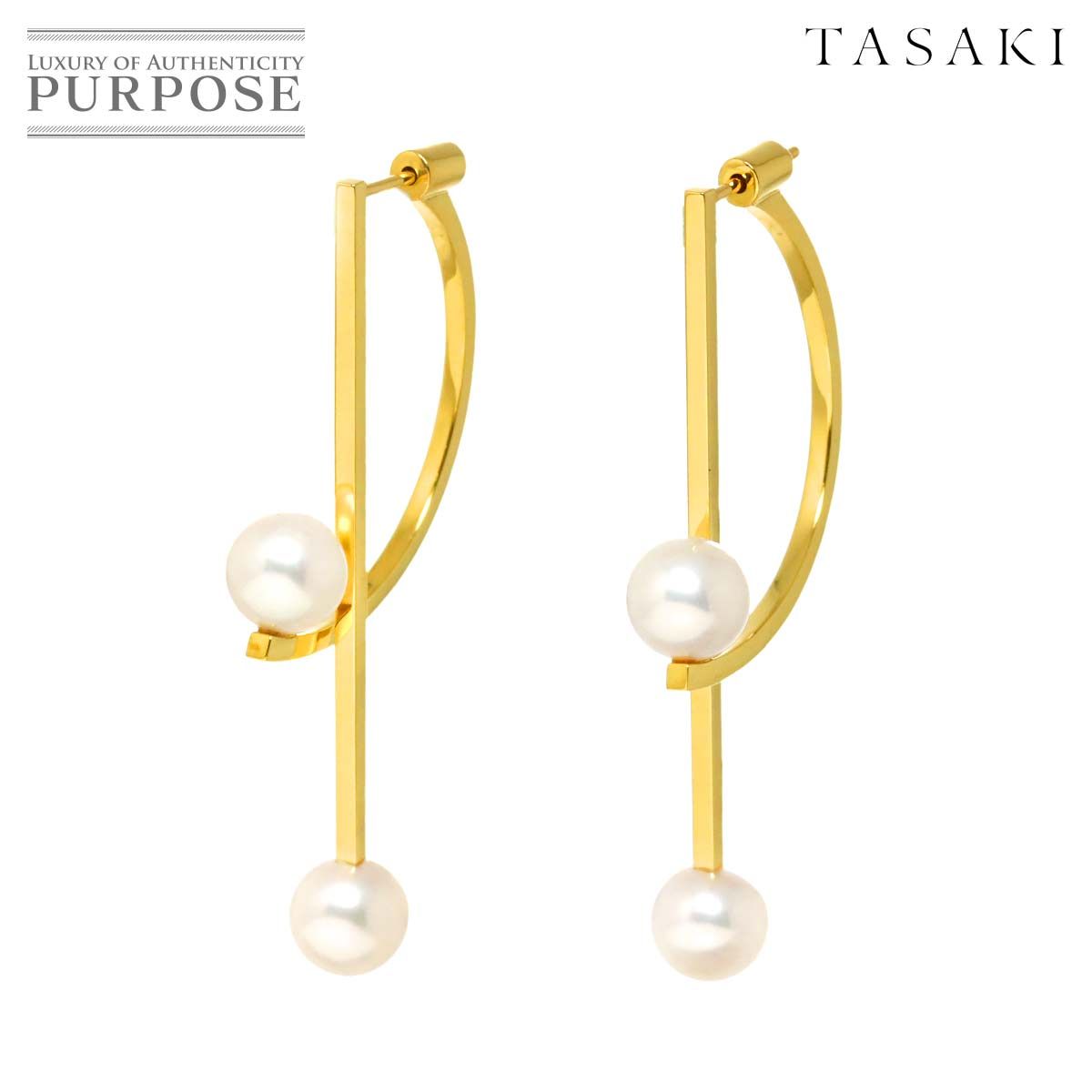 タサキ TASAKI キネティック アコヤ真珠 7.4-7.3mm ピアス K18 YG 750 パール 田崎真珠 Akoya Pearl Earrings Pierced 90298280