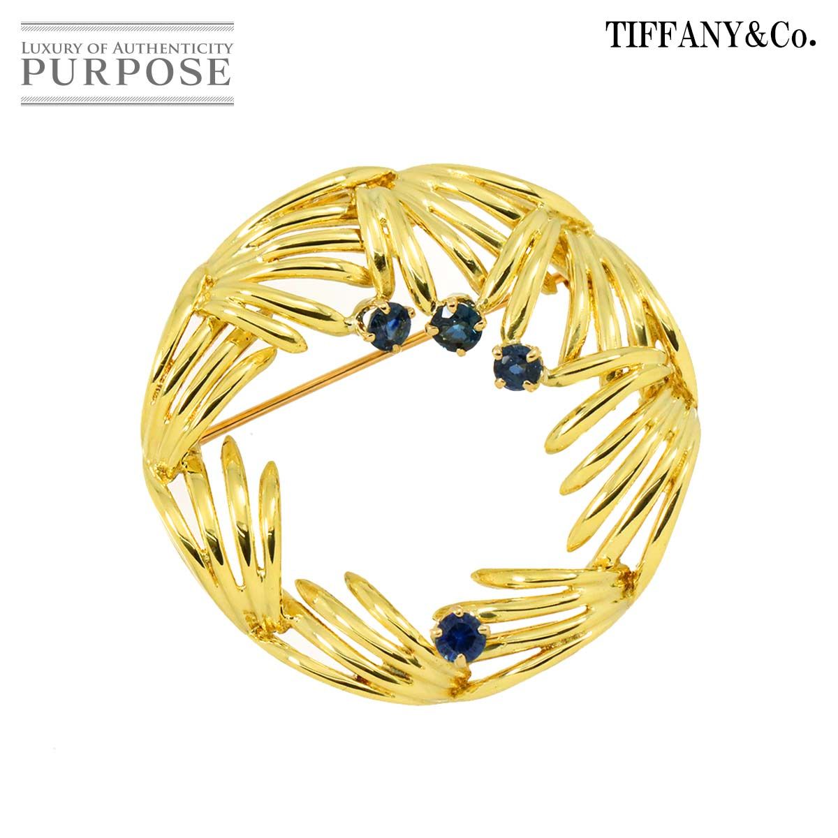 ティファニー TIFFANY Co サファイヤ ブローチ K 18 YG イエローゴールド 750 Brooch