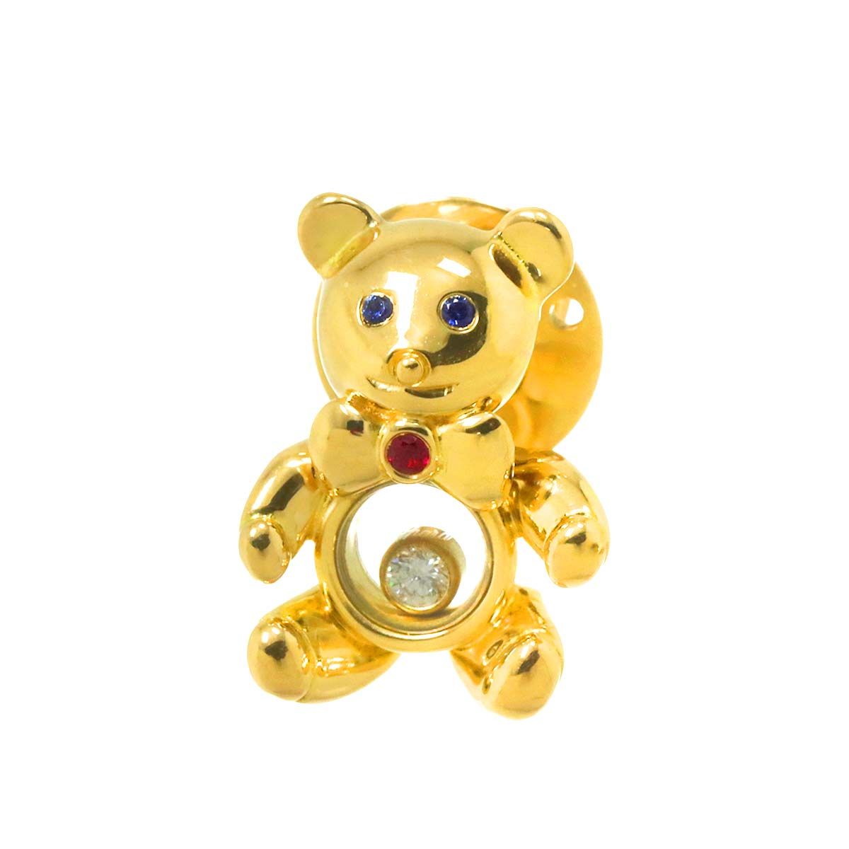 ショパール Chopard ハッピー ダイヤ サファイヤ ルビー ベア ピンブローチ K18 YG 750 Happy Diamond 90298539