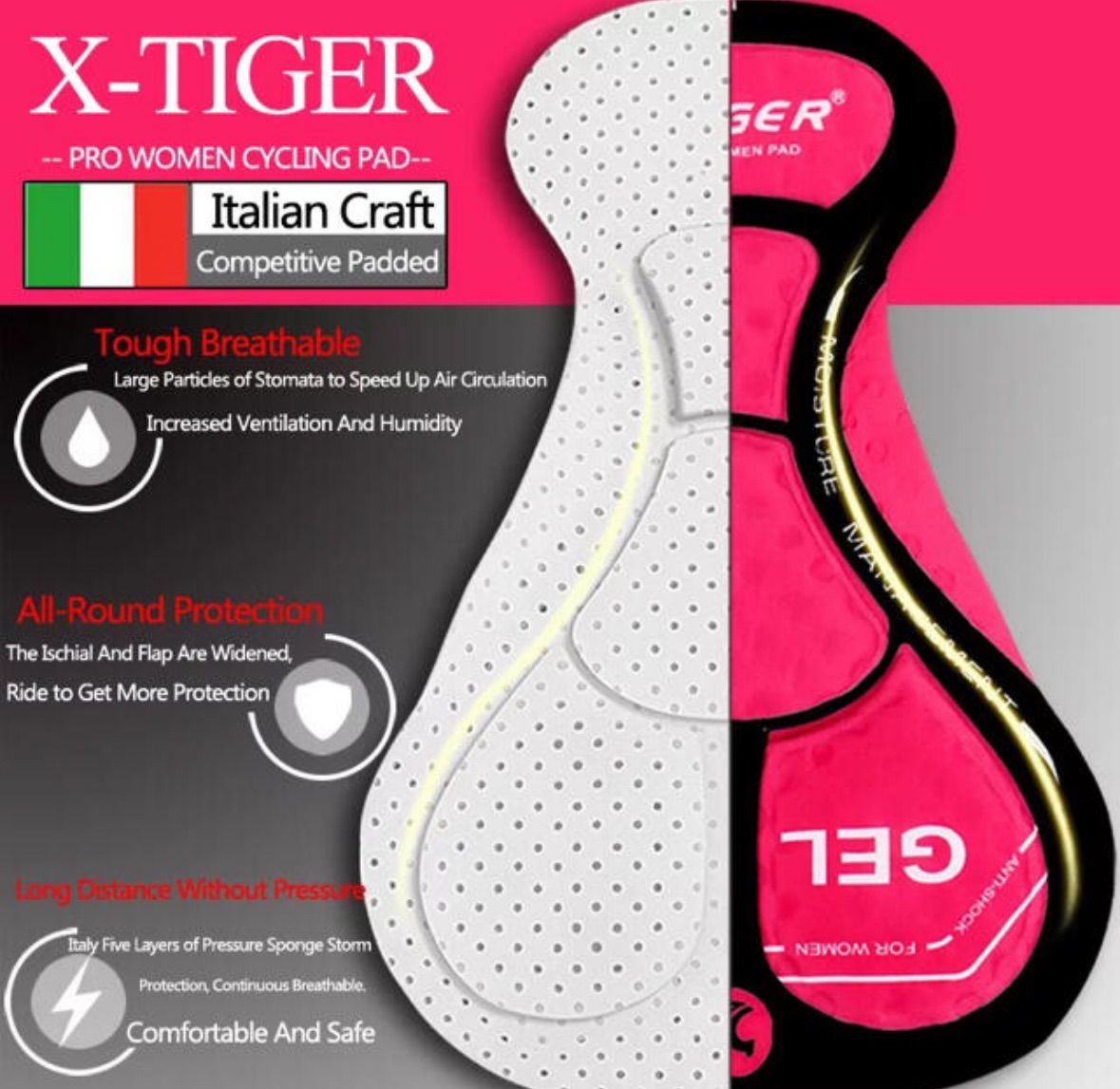 X-TIGER レディース サイクリングジャージ パッド入りパンツ バイク服