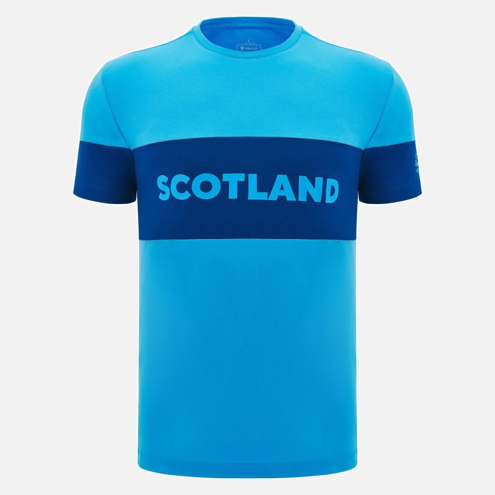 マクロン ラグビー スコットランド代表 2025 2025 スリムフィット レジャー Tシャツ 青 ブルー 水色 紺 ネイビー 公式モデル 日本未発売