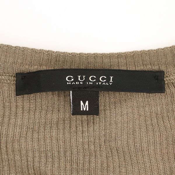  グッチ GUCCI 長袖 丸首 シルク カットソー トップス グレージュ シルク100％ 表示サイズ M レディース yy 長袖 Tシャツ カットソー