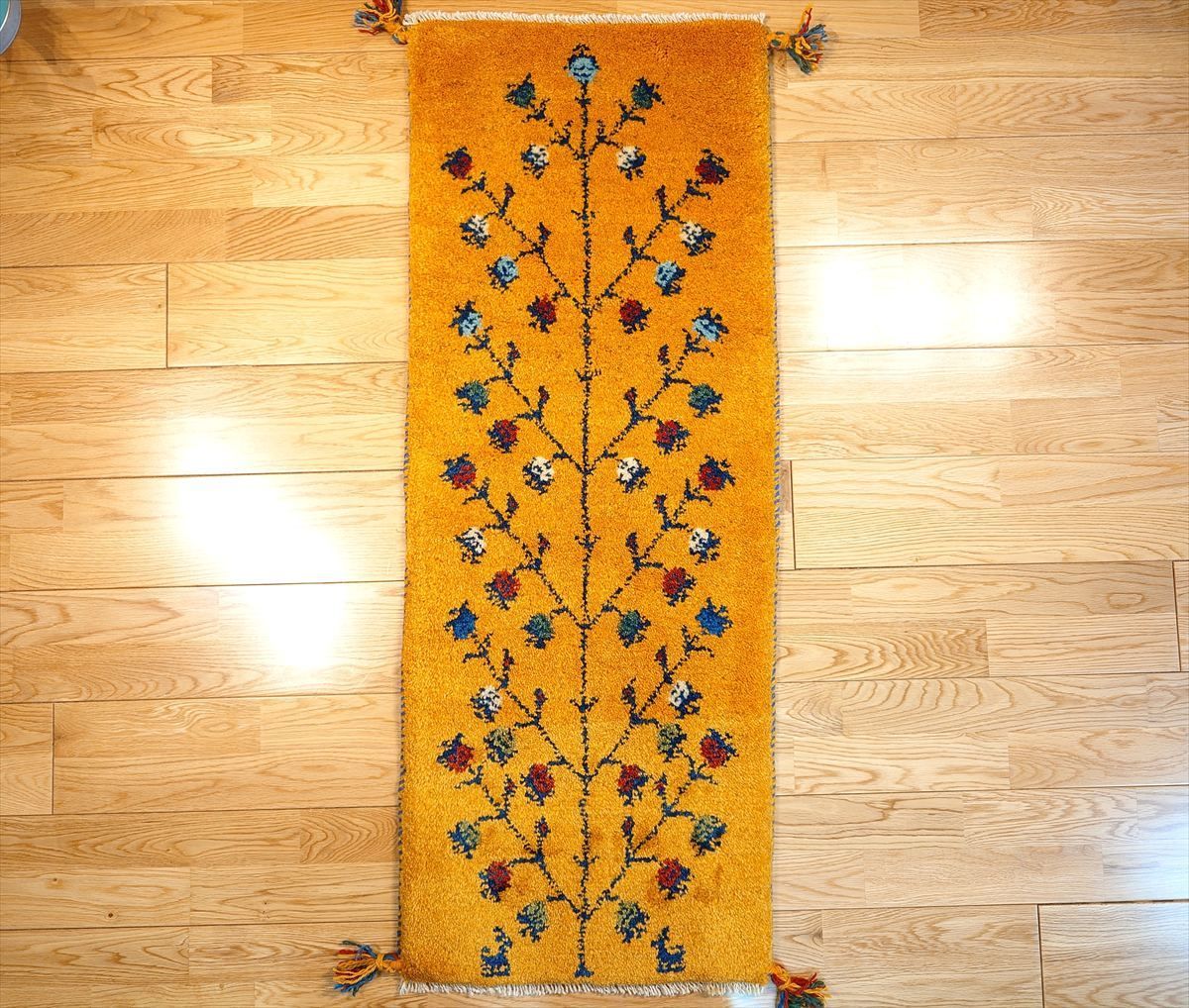 ペルシャ ギャッベ ミニランナー ラグ 116x43cm 黄金色 生命の木 RJ15474 MARWIL-DEMENAGEMENTS_CH