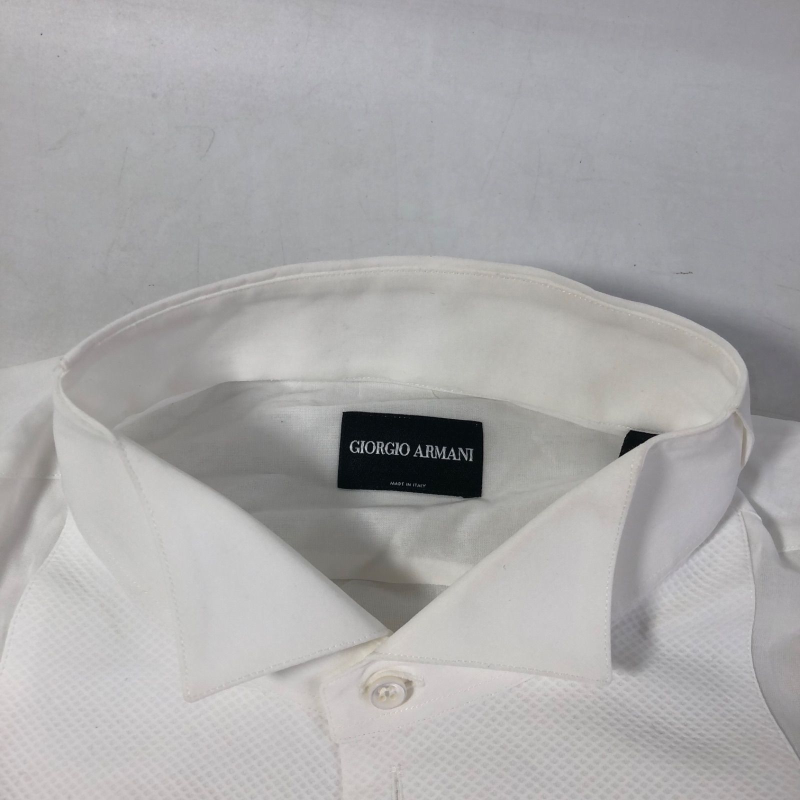 A1103-21-5 GIORGIO ARMANI ジョルジオ アルマーニ メンズ ウイング シャツ ドレスシャツ ホワイト イタリア製 K7000D 礼装用 イカ胸