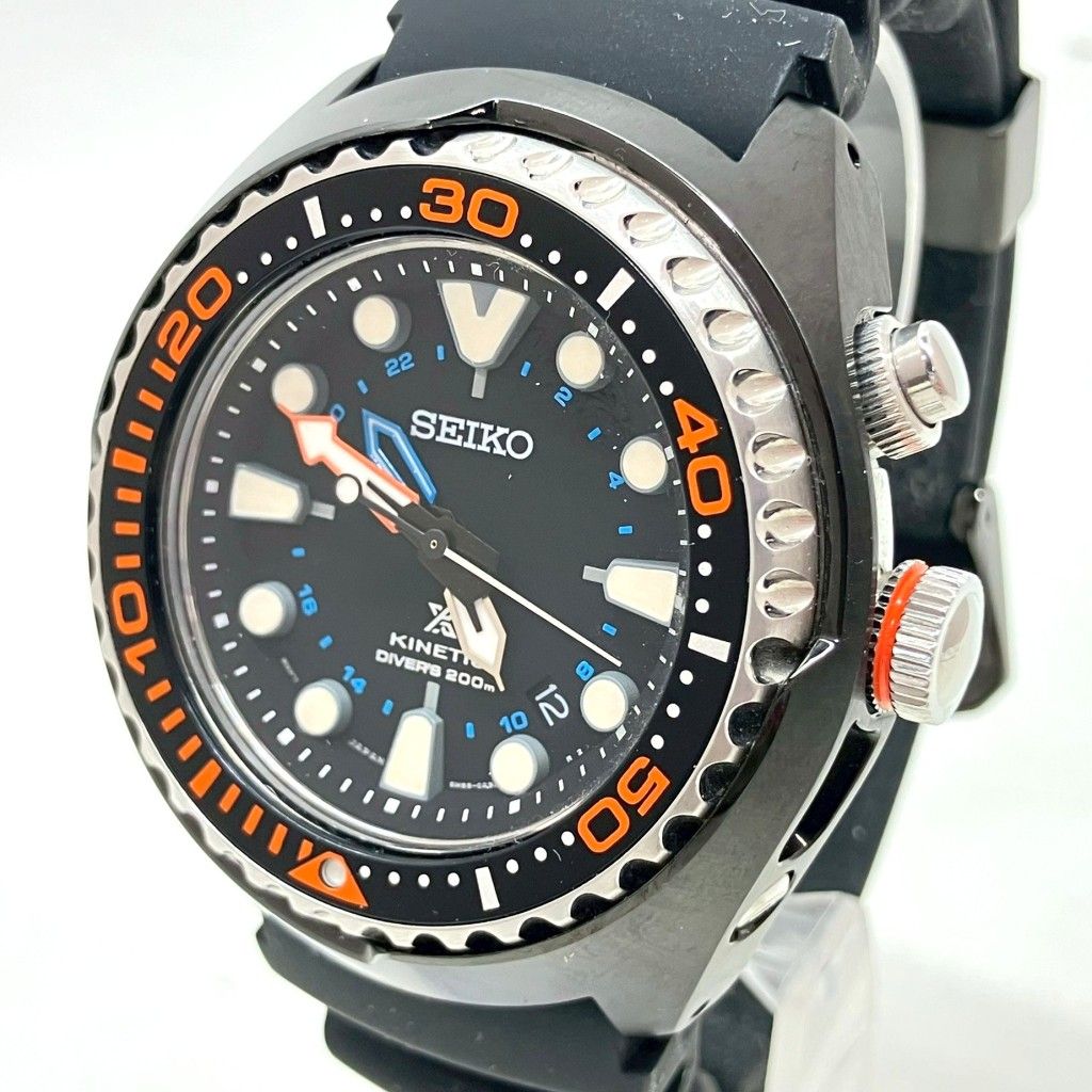 01w-5540 セイコー SEIKO クォーツ腕時計 5m85-0ab0 ダイバーズウィッチ アナログ BLK ラバー ケース 取扱説明書付き 動作 済み 腕時計 品