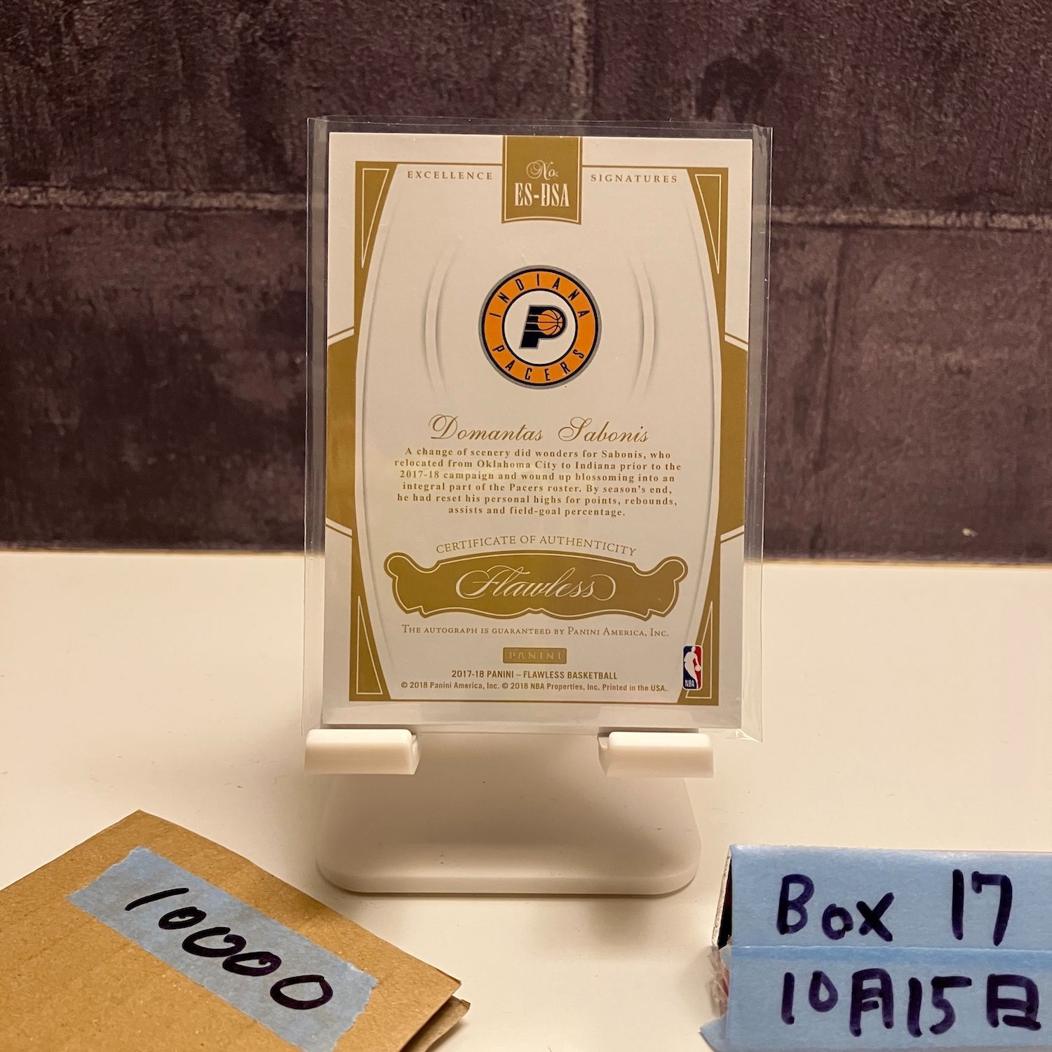 2017-18 Panini Flawless Domantas Sabonis 14 25 直筆サインカード Indiana Pacers Excellence Signatures カード