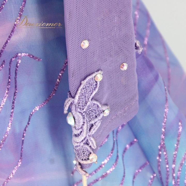 社交ダンス 衣装 ドレス ワンピース パーティ衣装 女性用 レディース オールシーズン 紫 青 ブルー系 パープル系 ラインストーン 長袖 レース 光を纏う ボリューム 優雅 伸縮性 ポリエステル 綿 ドレスアップ パーティー おしゃれ キッズ LLC-HASEGAWATOSO_COM