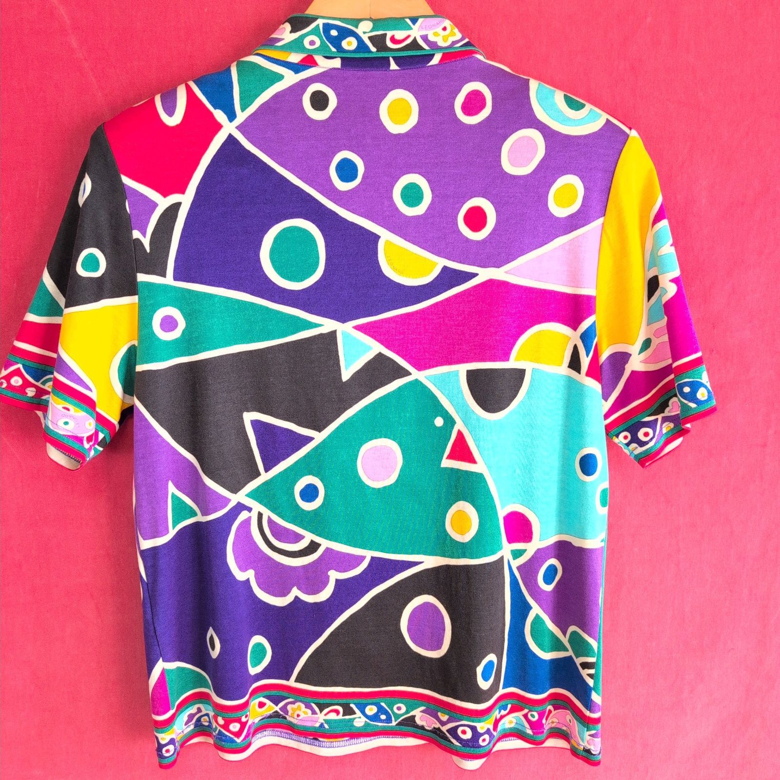 LEONARD レオナール トップス 半袖 開襟タイプ 多柄 エスニック調 レディース サイズL