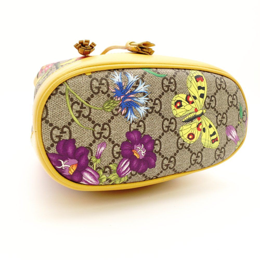 バケットバッグ ベージュ×イエロー