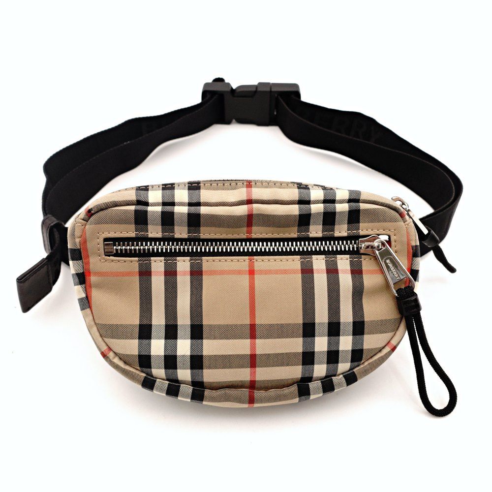 バーバリー BURBERRY ベルトバッグ ウエストポーチ ノバチェック ナイロン ベージュ×ブラック ウエストバッグ ボディバッグ 7-10-782