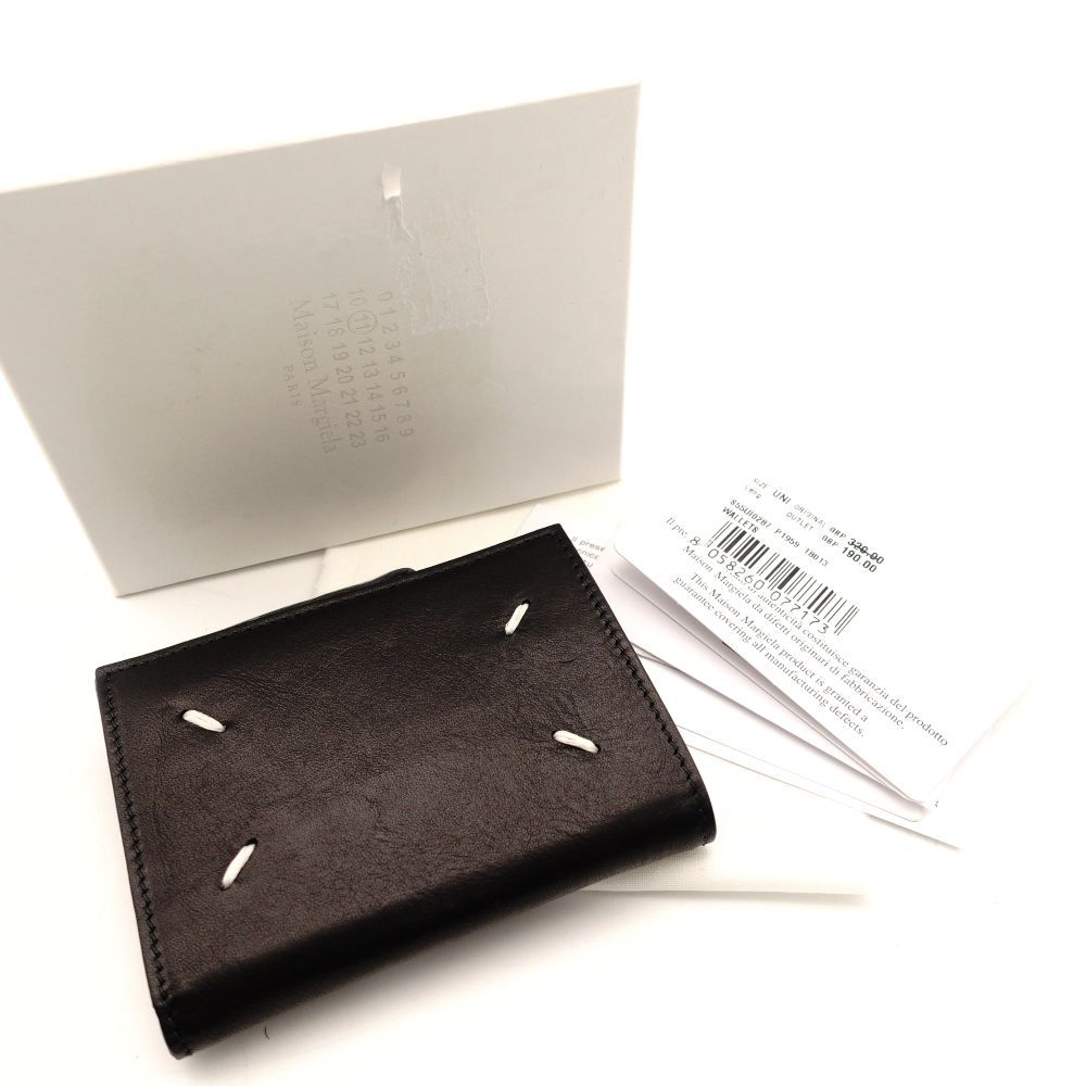 メゾンマルジェラ Maison Margiela 4ステッチ レザー コインケース ブラック 黒 ミニ財布 折り財布 財布 7-10-855