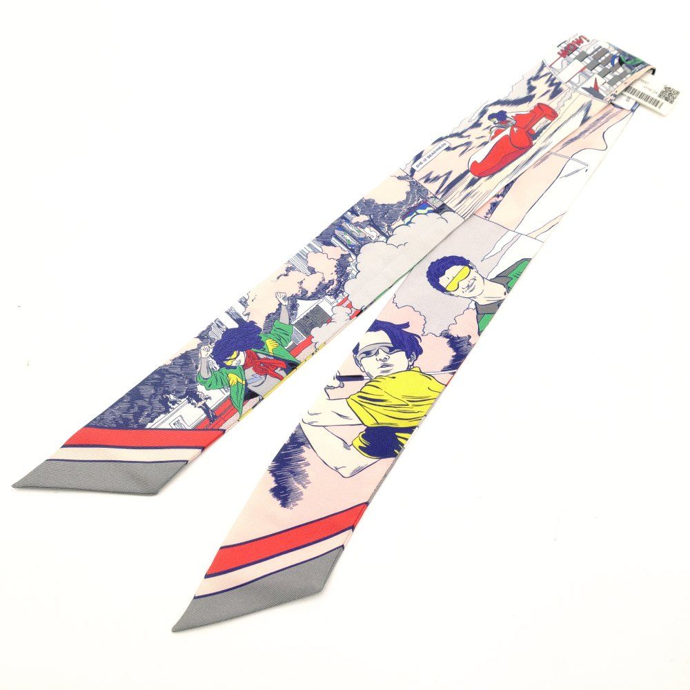 エルメス HERMES ツイリー WOW スカーフ シルク100% マルチ アメコミプリント き 7-6-413-1