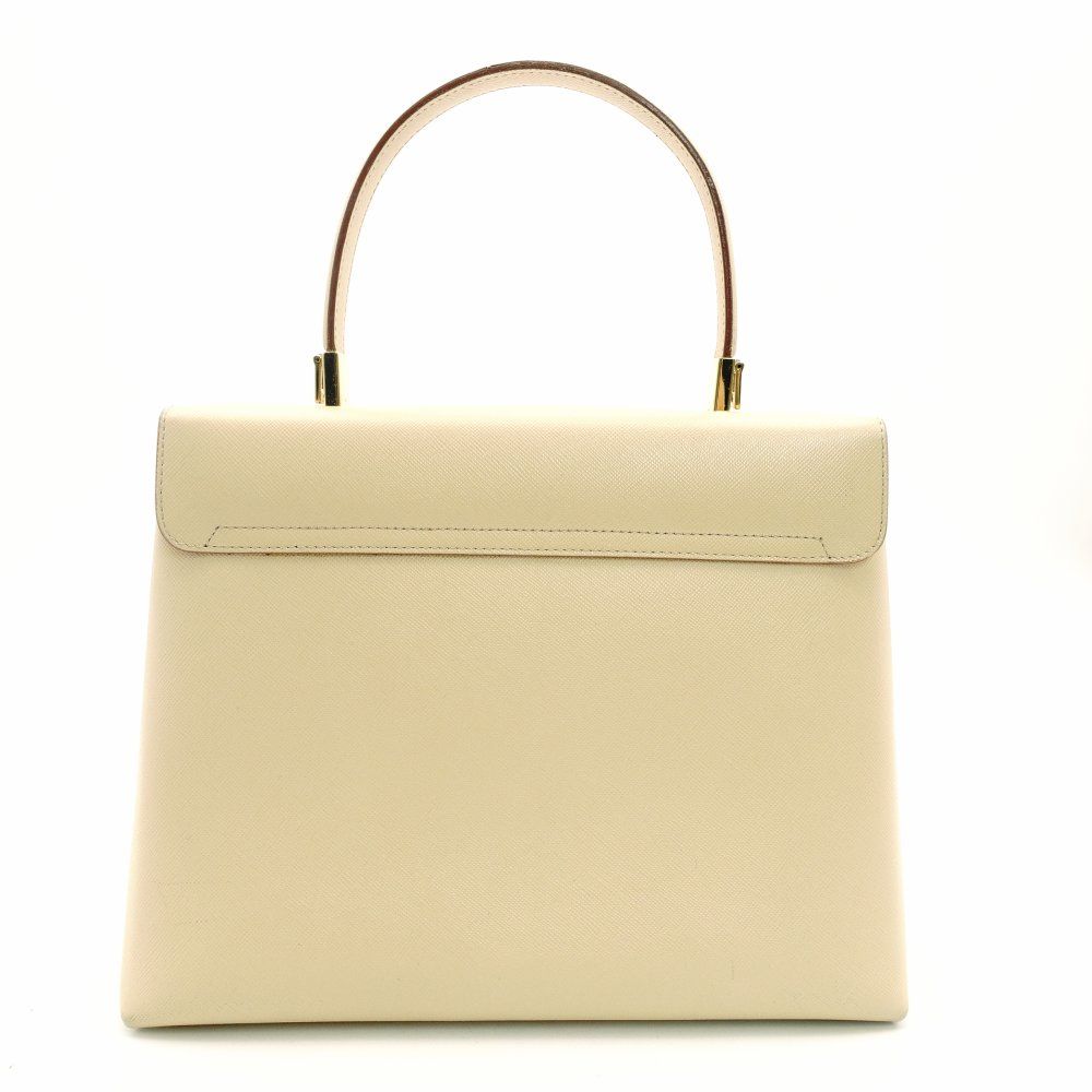 サルバトーレフェラガモ Salvatore Ferragamo ガンチーニ ハンドバッグ ベージュ レザー 2way ゴールド金具 7-8-105