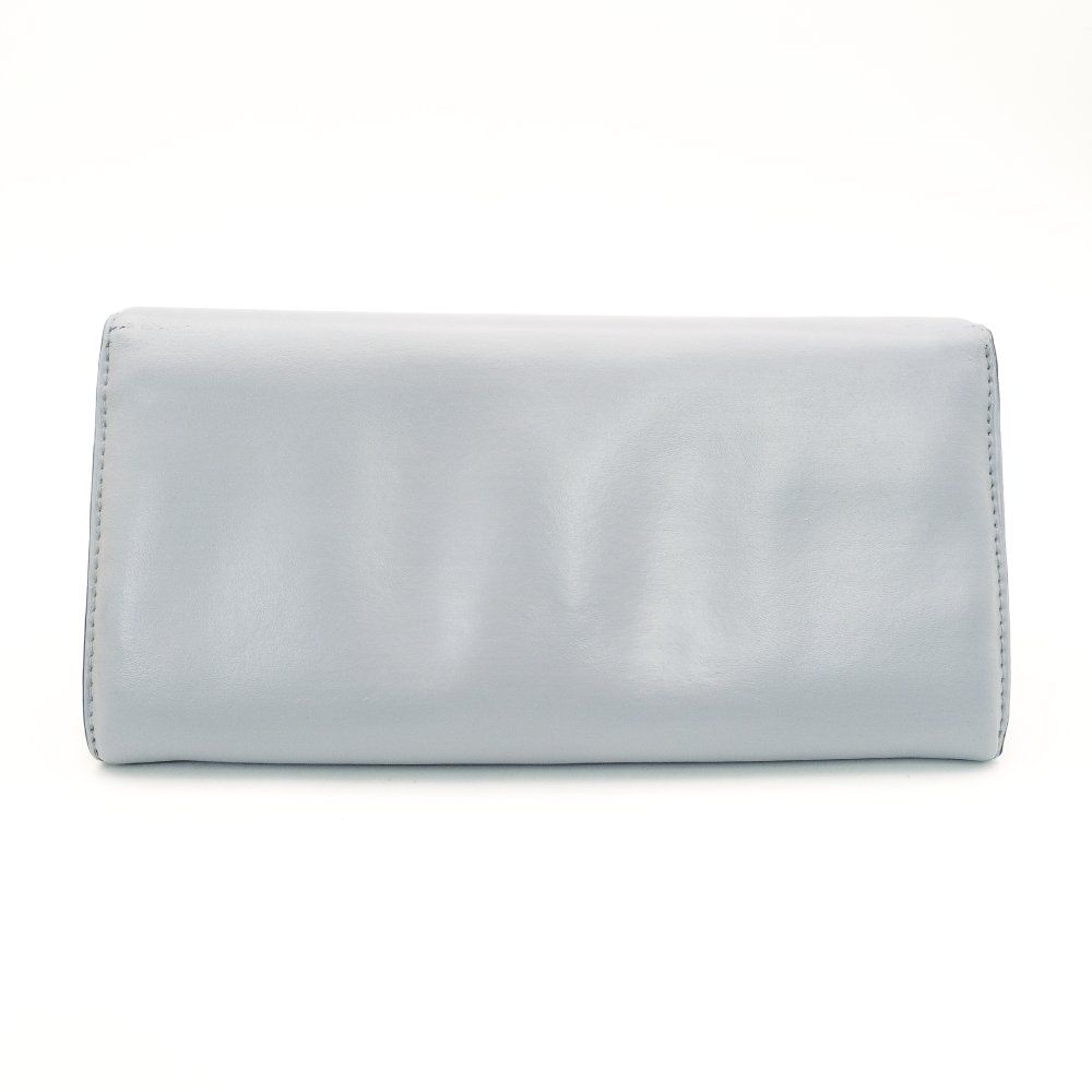 フェンディ FENDI ロックスタッズスパイク ウォレット チェーン ショルダーバッグ グレー レザー シルバー金具 財布 7-9-489