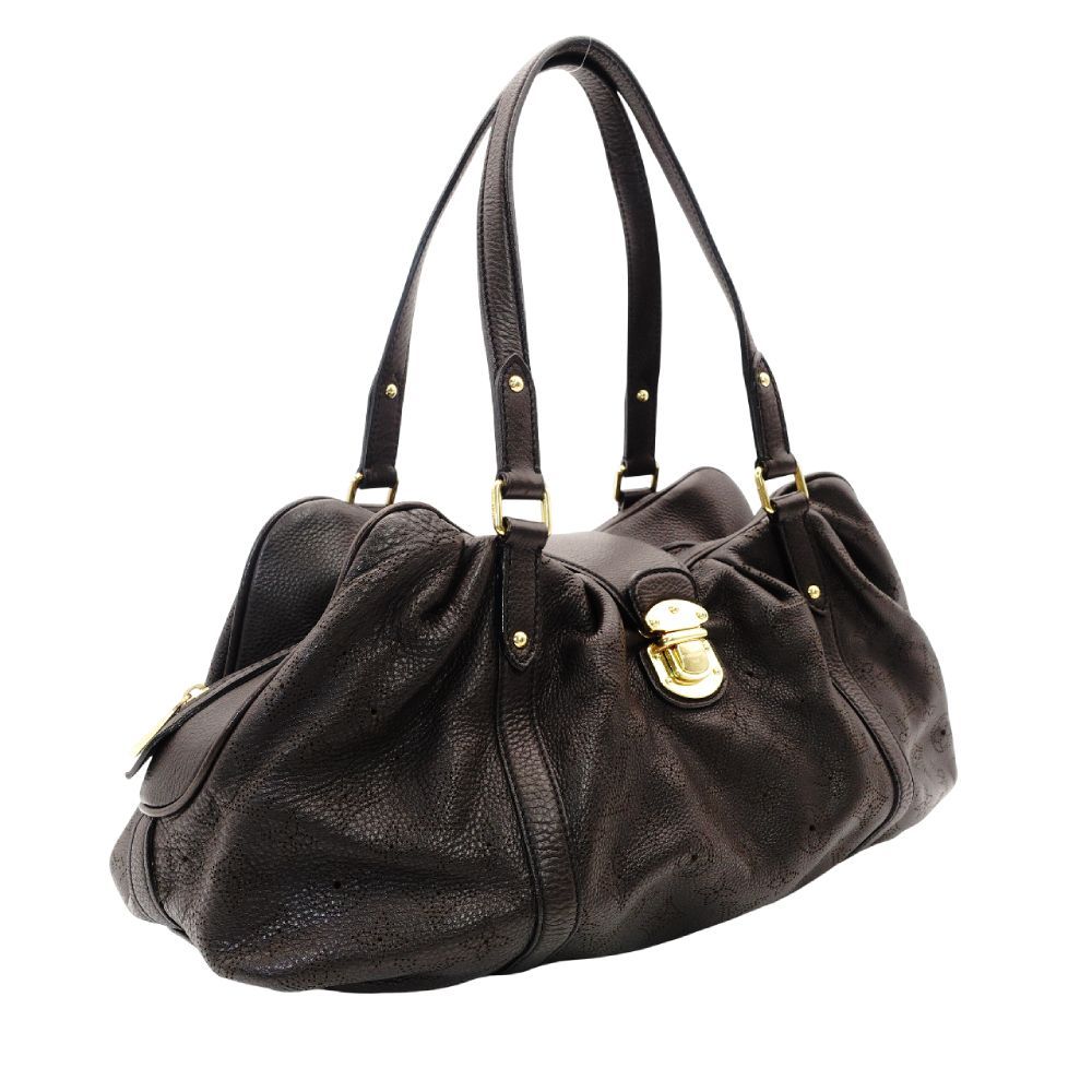ルイヴィトン LOUIS VUITTON マヒナ PM ショルダーバッグ ブラウン レザー トート ゴールド金具 ロゴ 茶色 7-9-573