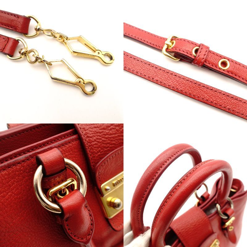 ミュウミュウ MIU MIU マドラス サッチェル ハンドバッグ レッド 赤 レザー 2way ゴールド金具 ショルダー 7-9-633 DECORATOM_COM_BR