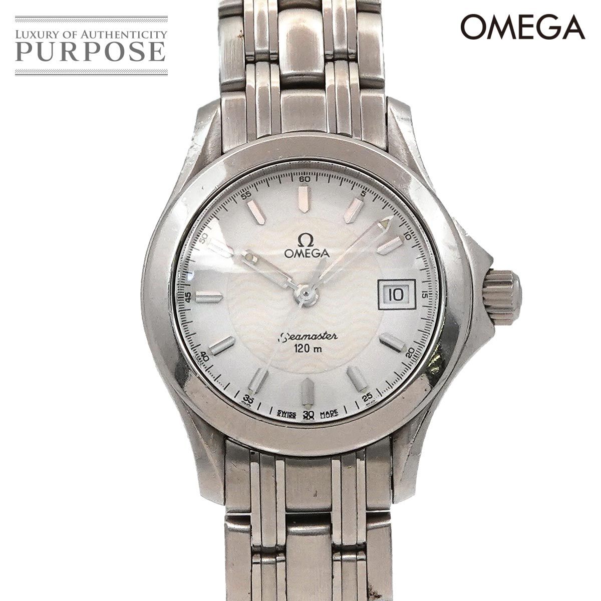 オメガ OMEGA シーマスター120 2571 21 レディース 腕時計 デイト ホワイト クォーツ ウォッチ Seamaster 90271484