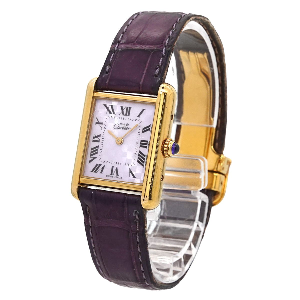 カルティエ Cartier マストタンクSM ヴェルメイユ W1017554 ヴィンテージ レディース 腕時計 パープル SV925 クォーツ Must Tank 90286842