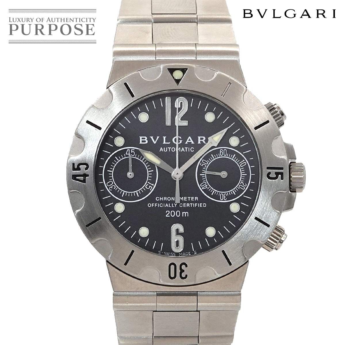 ブルガリ BVLGARI ディアゴノ スクーバ クロノグラフ SCB38S メンズ 腕時計 ブラック 自動巻き ウォッチ Diagono 90288172