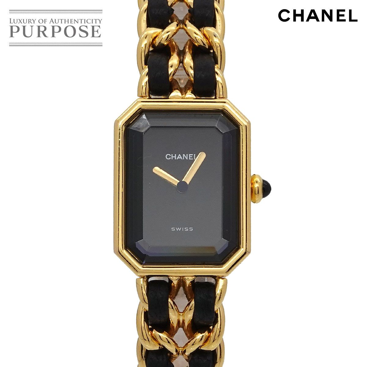 シャネル CHANEL プルミエール Lサイズ H0001 ヴィンテージ レディース 腕時計 ブラック ゴールド ウォッチ Premiere 90300973