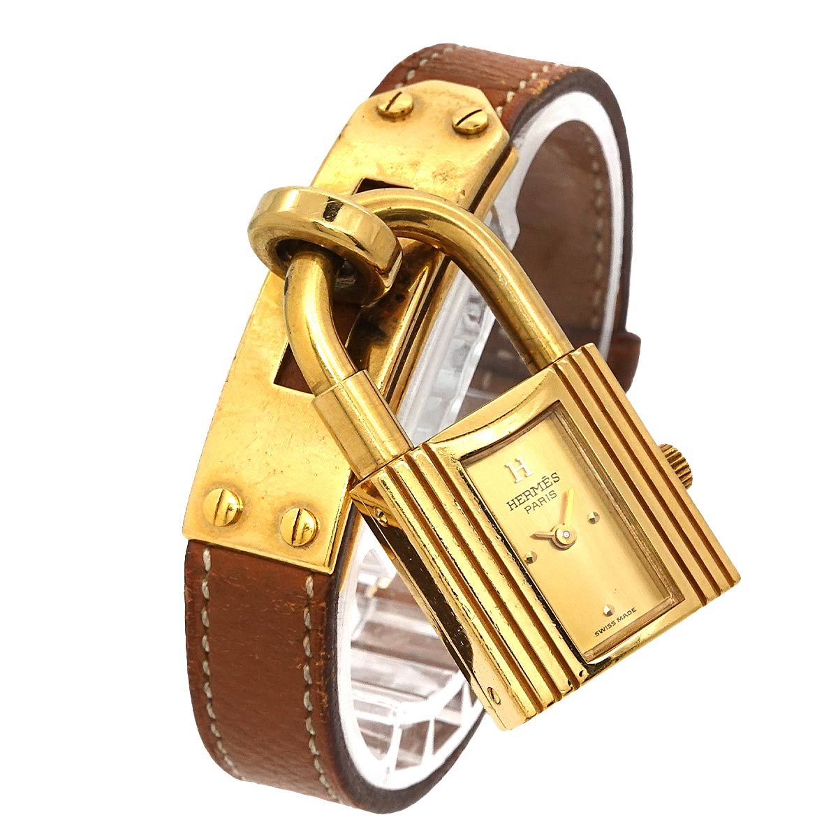 エルメス HERMES ケリーウォッチ ヴィンテージ レディース 腕時計 ゴールド ブラウン クォーツ ウォッチ カデナ Kelly Watch 90300977