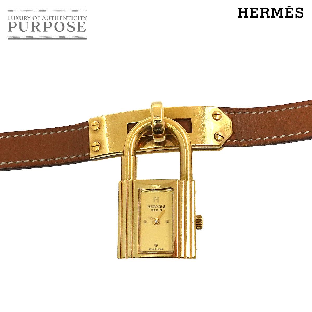 エルメス HERMES ケリーウォッチ ヴィンテージ レディース 腕時計 ゴールド ブラウン クォーツ ウォッチ カデナ Kelly Watch 90300977