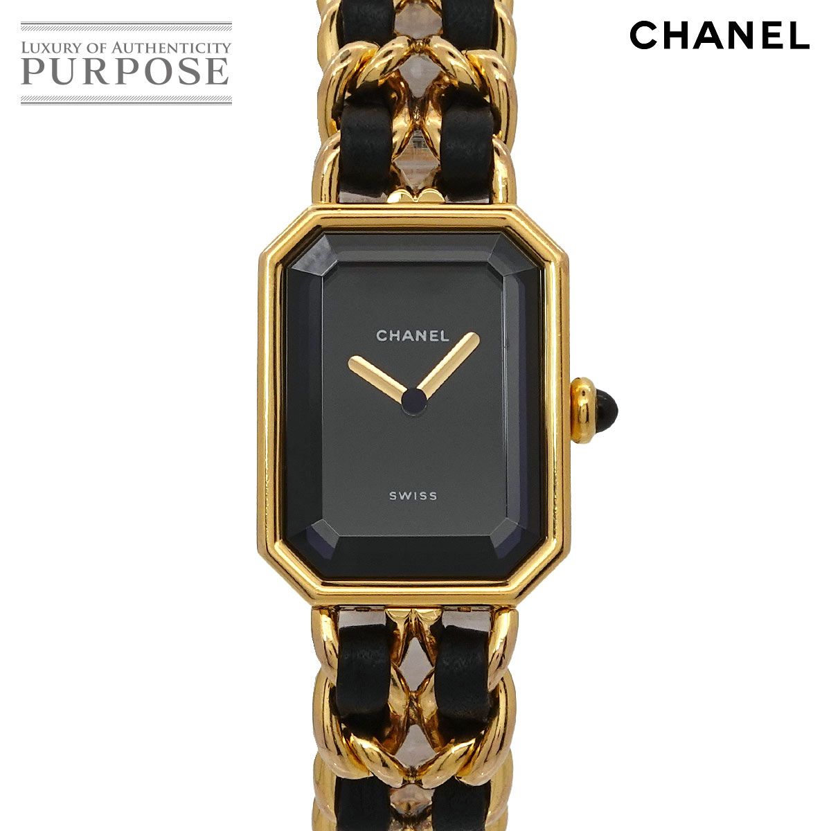 シャネル CHANEL プルミエール Mサイズ H0001 ヴィンテージ レディース 腕時計 ブラック ゴールド ウォッチ Premiere 90301043