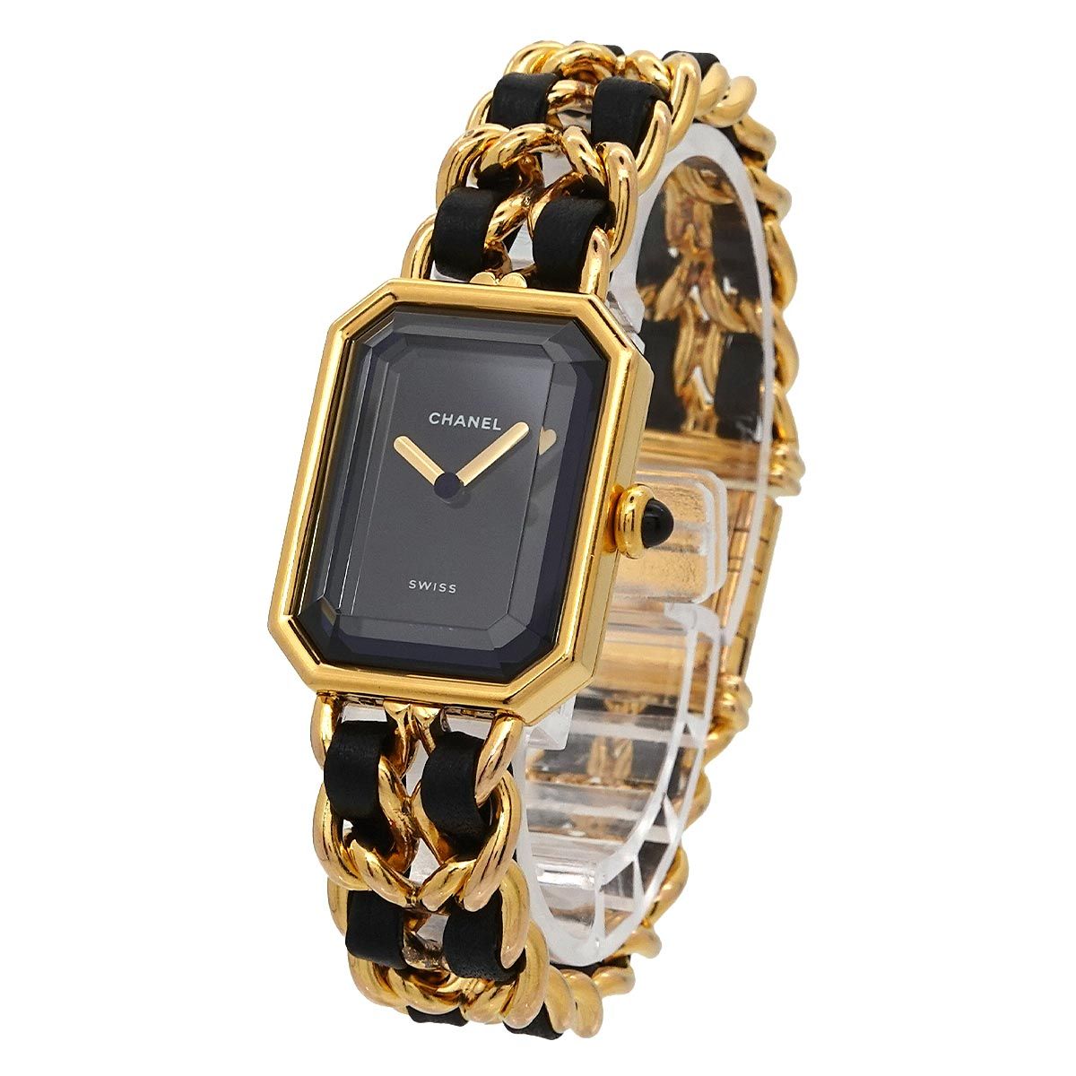 シャネル CHANEL プルミエール Mサイズ H0001 ヴィンテージ レディース 腕時計 ブラック ゴールド ウォッチ Premiere 90301043