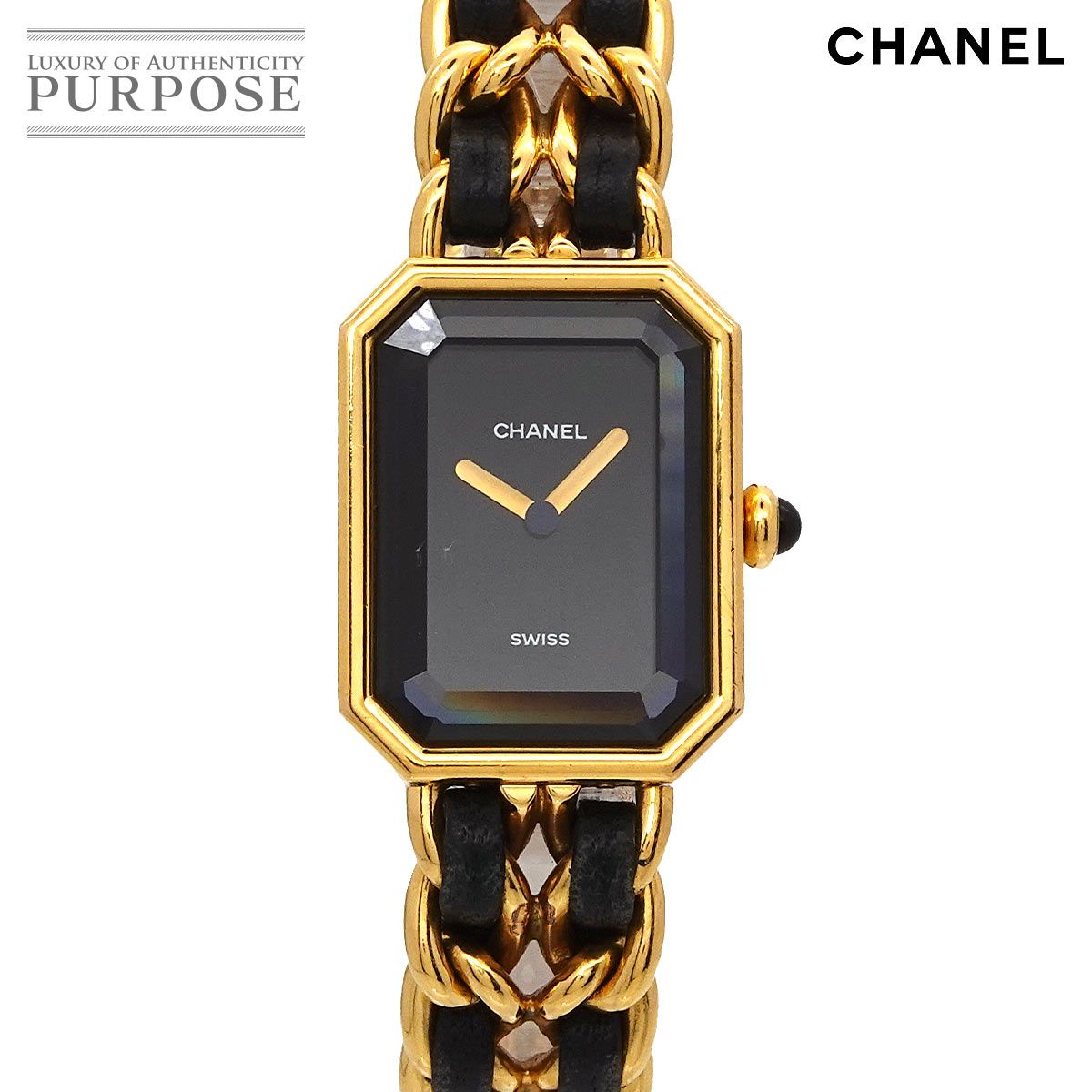 シャネル CHANEL プルミエール Lサイズ H0001 ヴィンテージ レディース 腕時計 ブラック ゴールド ウォッチ Premiere 90301335