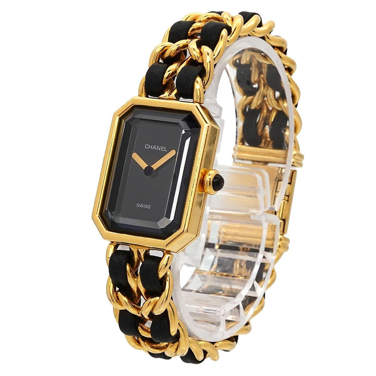 シャネル CHANEL プルミエール Mサイズ H0001 ヴィンテージ レディース 腕時計 ブラック ゴールド ウォッチ Premiere 90301336