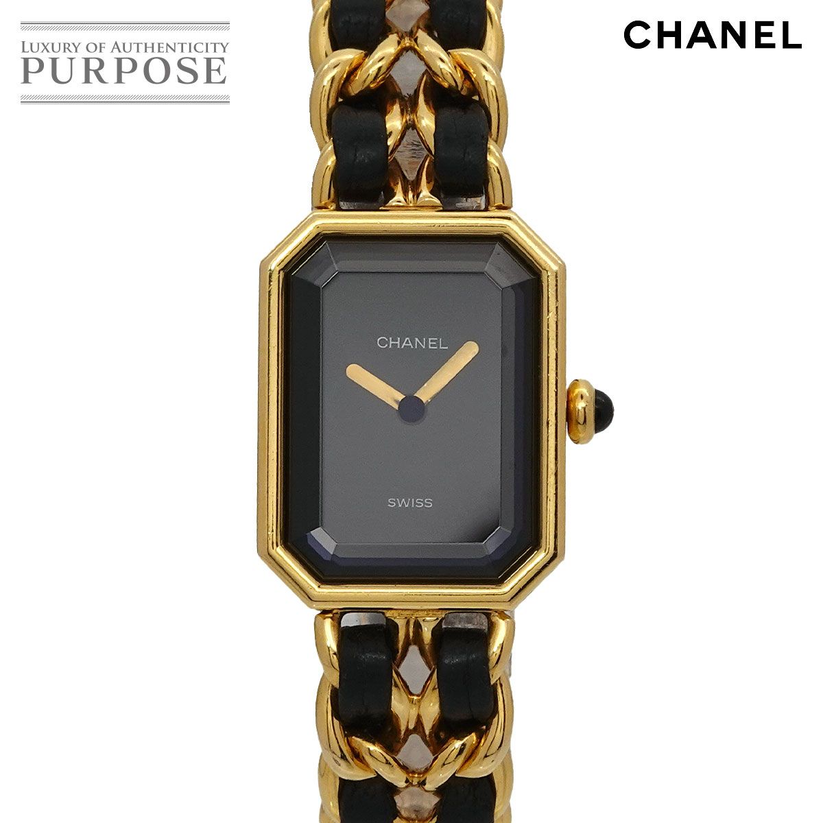 シャネル CHANEL プルミエール Mサイズ H0001 ヴィンテージ レディース 腕時計 ブラック ゴールド ウォッチ Premiere 90301336