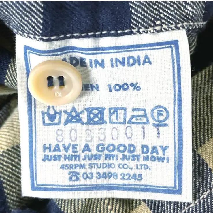 45R インドリネンツイルの908 8オール 長袖シャツ チェック 2 - メルカリ