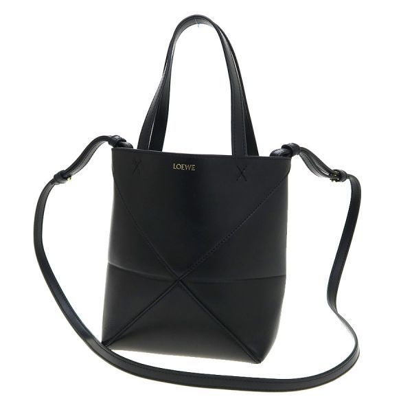 ロエベ パズルフォルド トート ミニ シャイニーカーフ A657V25X01 Aランク